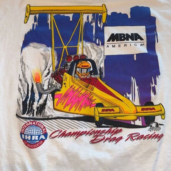Vintage 90’s Drag Racing Bright Graphic Single Stitch T-Shirt Size XL - Picture 4 of 15